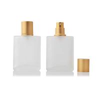 Enslz 30ml/1 Oz 2pcs Empty Portable Frosted Glass Perfume Bottle with Aluminum Atomizer Empty Cosmetic Container for Travel (30ml, Gold)