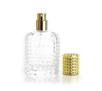 Enslz 50ml Refillable Clear Glass Luxury Spray Perfume Bottle Empty Atomizer Bottle Makeup Tool 2pcs free Funnel Filler (Gold)