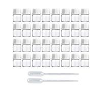 Enslz 50pcs 1/4 Dram (1ml) Small Transparent Glass Cosmetic Essential Oil Perfume Bottle with Orifice Mini Sample Perfume Bottles ContainerWhite Lid (Transparent, 1ml)