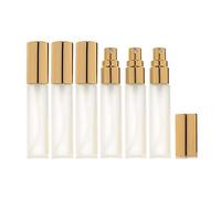 Enslz 6 pcs Frosted Fine Mist 10ml1/3oz Atomizer Glass Bottle Vial Spray Refillable Fragrance Perfume Empty Scent Bottle 2 pcs 3ML Free Pipette (10ml, Gold)