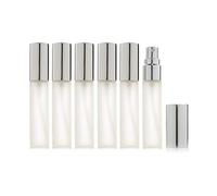 Enslz 6 pcs Frosted Fine Mist 10ml1/3oz Atomizer Glass Bottle Vial Spray Refillable Fragrance Perfume Empty Scent Bottle 2 pcs 3ML Free Pipette (10ml, Silver)