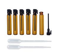 Enslz Amber Glass Mini Perfume Sample Bottle 100 Pcs Vials Refillable Empty Travel Cosmetic Liquid Oil Fragrance Packing Bottles Container Tubes (2ml)