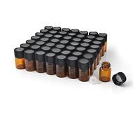 Enslz Mini Essential Oil Bottles Empty Sample bottle 1ml(1/4 dram) 2ml (5/8 dram) Amber Glass Bottle with Orifice Reducer and cap, With 2 Free Transfer Eye droppers 50 pcs (Brown, 2ml)