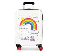 Enso Arcoiris Always Smile White Cabin Suitcase 38 x 55 x 20 cm Rigid ABS Combination Lock 35 Litre 2.3 kg 4 Wheels Hand Luggage
