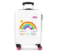 Enso Arcoiris Positive Vives White Cabin Suitcase 38 x 55 x 20 cm Rigid ABS Combination Lock 35 Litre 2.3 kg 4 Wheels Hand Luggage