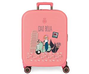 Enso Ciao Bella Children's Suitcase ABS, TSA Lock, Double Wheels, Various Colours and Sizes, Pink, Standard Size, Expandable case