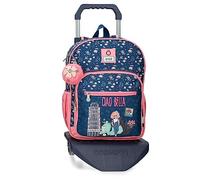 Enso Ciao Bella Multicolor Polyester Backpacks for Kids, blue, standard size, Backpack 38 + Trolley