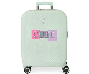 Enso Cute girl Cabin Suitcase Green 40x55x20 cm Rigid ABS Integrated TSA lock 37L 3.22 kgs 4 Double wheels Hand Luggage