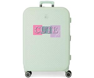 Enso Cute Girl Medium suitcase Green 48x70x28 cms Rigid ABS Integrated TSA closure 79L 4.32 kgs 4 Double wheels