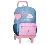 Enso Dreamer Children's Backpack, School Backpack, Made of Polyester, Multi-Directional Double Wheels, Multiple Ways to Use It, blue, Rucksack 42 + Trolley, Backpack 42 + Trolley