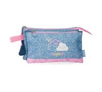 Enso Dreamer Triple Pencil case Blue 22x12x5cm Polyester by Joumma Bags, Blue, Triple Case