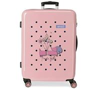Enso Friends Together Suitcase Medium Pink 48x68x26cm Rigid ABS Combination Closure Side 70L 3kg 4 Double Wheels