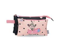 Enso Friends Together Triple Pencil Case, Pink, 22 x 12 x 5 cm, Polyester, Pink, Triple Case