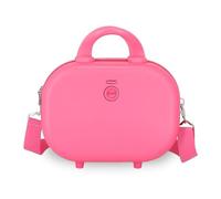 Enso Joumma Bags Annie Cabin Suitcase Luggage Interior with Two Compartments Made of ABS Material Durable and Lightweight, 4 Swivel Wheels Side Combination Lock, Pink, Toiletry Bag