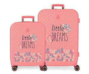 Enso Little Dreams ABS Rigid Children's Suitcase with Integrated TSA Lock, Various Sizes, Pink, Standard Size, Suitcase Set