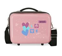 Enso Love Vibes Triple Pencil Case Pink 22 x 12 x 5 cm Polyester Pink Triple Case, Pink, Makeup Bag