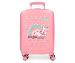 Enso Magic Summer Cabin Suitcase Pink 33 x 50 x 20 cm Hard ABS 33L 2 kg 4 Double Wheels Hand Luggage, Pink, Cabin Suitcase
