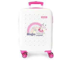 Enso Magic Summer Children's Suitcase, Made of ABS, Multi-Directional Double Wheels, Multiple Ways to Use It, White, 33 cm x 50 cm x 20 cm, Suitcase