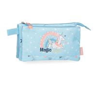 Enso Magic Summer Triple Pencil case Blue 22x12x5cm Polyester, Blue, One Size, Triple Case