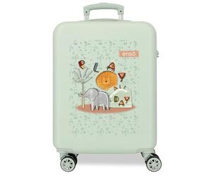 Enso Play All Day Cabin Suitcase Green 38x55x20cm Hard ABS Combination Lock Side 34L 2kg 4 Double Wheels Luggage Hand Luggage, Green, Cabin Suitcase