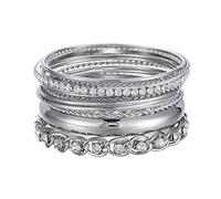 Ensoul Twisted Multiple Metal Bracelets & Bangles Set for Women 12Pcs/Set W/Clear Rhinestones, Metal