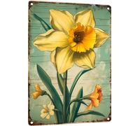 Ensound 8x12 Inch Daffodil Farmhouse Metal Tin Sign,Spring Flowers Wall Decor,Funny Decoration for Home Kitchen Bar Garage,Vintage Retro Poster