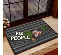 Ensound Bernese Mountain Dog Ew People Dog Doormat,Novelty Flannel Floor Mat with Non-Slip Rubber,Bernese Mountain Dog Lovers Home Decorative Welcome Doormat 36x24 Inch