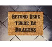 Ensound Beyond Here There Be Dragons Door Mat - Roll for Initiative Doormat D20 Dice Novelty Flannel Floor Mat with Non-Slip Rubbers 36x24 Inch