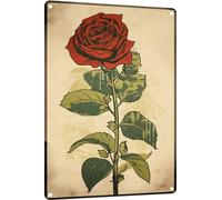 Ensound Bright Red Rose Tin Sign Art Poster Tin Sign Metal Home Decor Vintage Wall Decor 8x12 Inch