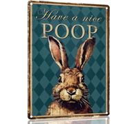 Ensound Bunny Bathroom Wall Decor Have A Nice Poop Metal Tin Sign Bunny Posters Vintage Retro Decor Funny Bathroom Decor Restroom Signs for Bar Home Bedroom Living Room 8x12 Inch Easter Decor