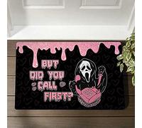 Ensound But Did You Call First Door Doormat, Ghostface Rug, Funny Movie-themed Doormat, Red, 36x24 Inch
