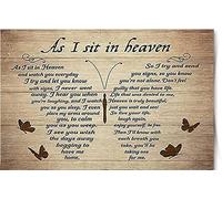 Ensound Butterflies Vintage Metal Tin Sign As I Sit in Heaven and Watch You Everyday Background Rustic Inspirational Quotes Wall Art Iron Paintings Quotes Room Home Decoration 12x16 Inch