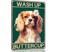 Ensound Cavalier-King-Charles Spaniel Wash Up Buttercup Vintage Aluminum Metal Poster Sign Decor Metal Tin Sign For Cafe Home Retro Club Bar Bathroom Poster Gift 8x12 Inch