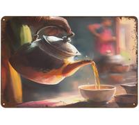 Ensound Chai Tea Art Coffee Shop Decor Kitchen Wall Art Beverage Cafe Artwork Mode Metal Tin Sign Wall Art Living Room Bathroom Accents for Cafes Pubs Wall Gift for Friends 8x12 Inch
