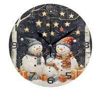 Ensound Christmas Snowman Wall Clock Non Ticking Silent Art Decorative Round Clock for Living Room Kitchen Bedroom Office School 12 Inch