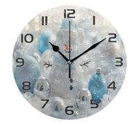 Ensound Christmas Snowman Wall Clock Non Ticking Silent Art Decorative Round Clock for Living Room Kitchen Bedroom Office School 12 Inch
