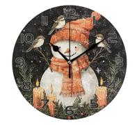 Ensound Christmas Snowman Wall Clock Non Ticking Silent Art Decorative Round Clock for Living Room Kitchen Bedroom Office School 12 Inch