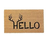 Ensound Deer Hello Rectangular Doormat,Funny Flannel Floor Mat with Non-Skid Slip Rubber-Entryway Rug for Bedroom Decorative 30x18 Inch