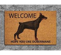 Ensound Doberman Door Mat, Welcome, Funny Doberman Outdoor Doormat, 30x18 Inch