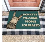 Ensound Donkeys Welcome People Tolerated Doormat,Novelty Flannel Floor with Non-Slip Rubber,Housewarming Decor Gift for Donkey Lovers Home Decorative Welcome Doormat 36x24 Inch