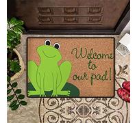 Ensound Door Mat Welcome to Our Pad! Frog Welcome Non-Slip Mats Funny Doormat Decor for Bathroom Kitchen Front Porch Rugs Home Decor Entrance 24X16 Inch