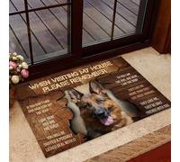 Ensound Door Mat When Visiting My House German Shepherd Dog Welcome Non-Slip Mats Funny Doormat Decor for Bathroom Kitchen Front Porch Rugs Home Decor Entrance 24X16 Inch