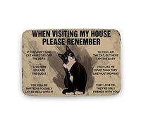 Ensound Funny Cat Doormat,When Visiting My House Please Remember,Funny Black Cat Gift Doormat Home Decor,Welcome Mat,Outdoor Mat,Home Doormat,Indoor Doormat,Front Back Door Mat 30X18 Inch