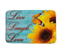 Ensound Funny Decoration Doormat Live Laugh Love Beautiful Sunflower Welcome Doormat Non-Slip for Indoor Outdoor Entrance Bathroom Floor Mat Decor 24X16 Inch