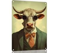 Ensound Funny Metal Tin Sign Cow Tuxedo Vintage Wall Art Decoration Living Home Decor Room Bathroom Humorous Kitchen Poster Decor Man Cave Decor 8x12 Inch