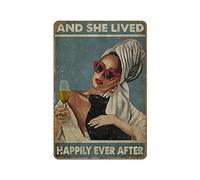Ensound Funny Retro Wine Kitchen Decor,Wine And Woman Metal Tin Sign,Wine Metal Tin Sign Vintage Retro Sign Poster Bar Style Novelty Wall Art 8x12 Inch