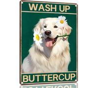 Ensound Great Pyrenees Wash Up Buttercup Vintage Aluminum Metal Poster Sign Decor Metal Tin Sign For Cafe Home Retro Club Bar Bathroom Poster Gift 8x12 Inch