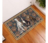 Ensound Greyhound Floral Paw Three Colors Dog Doormat,Novelty Flannel Floor Mat with Non-Slip Rubber,Greyhound Dog Lovers Home Decorative Welcome Doormat 36x24 Inch