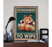 Ensound Hamster Poster Remember to Wipe Guinea Pig Art Prints Funny Hamster Wall Art Funny Man Cave Garage Pub Garden Bar Novelty Gift Wall Plaque Metal tin Sign 8x12 Inch