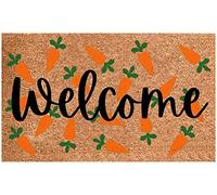 Ensound Happy Easter Doormat,Spring Bunny Front Door Mat,Non-Slip Easter Welcome Doormat for Home Decor 24x16 Inch